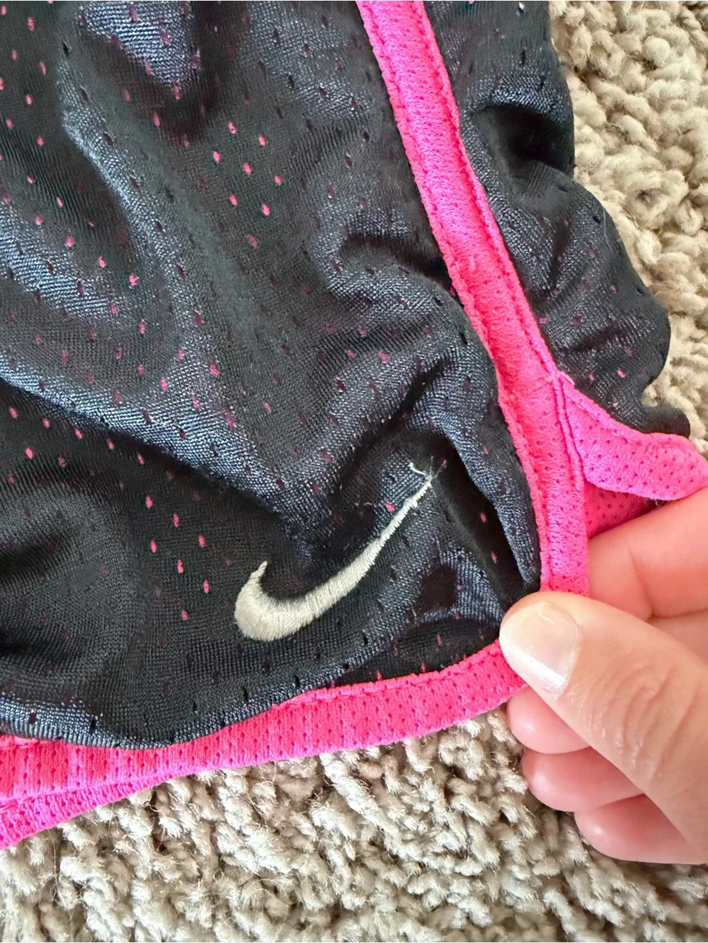 Nike Black Athletic Shorts with Pink Trim